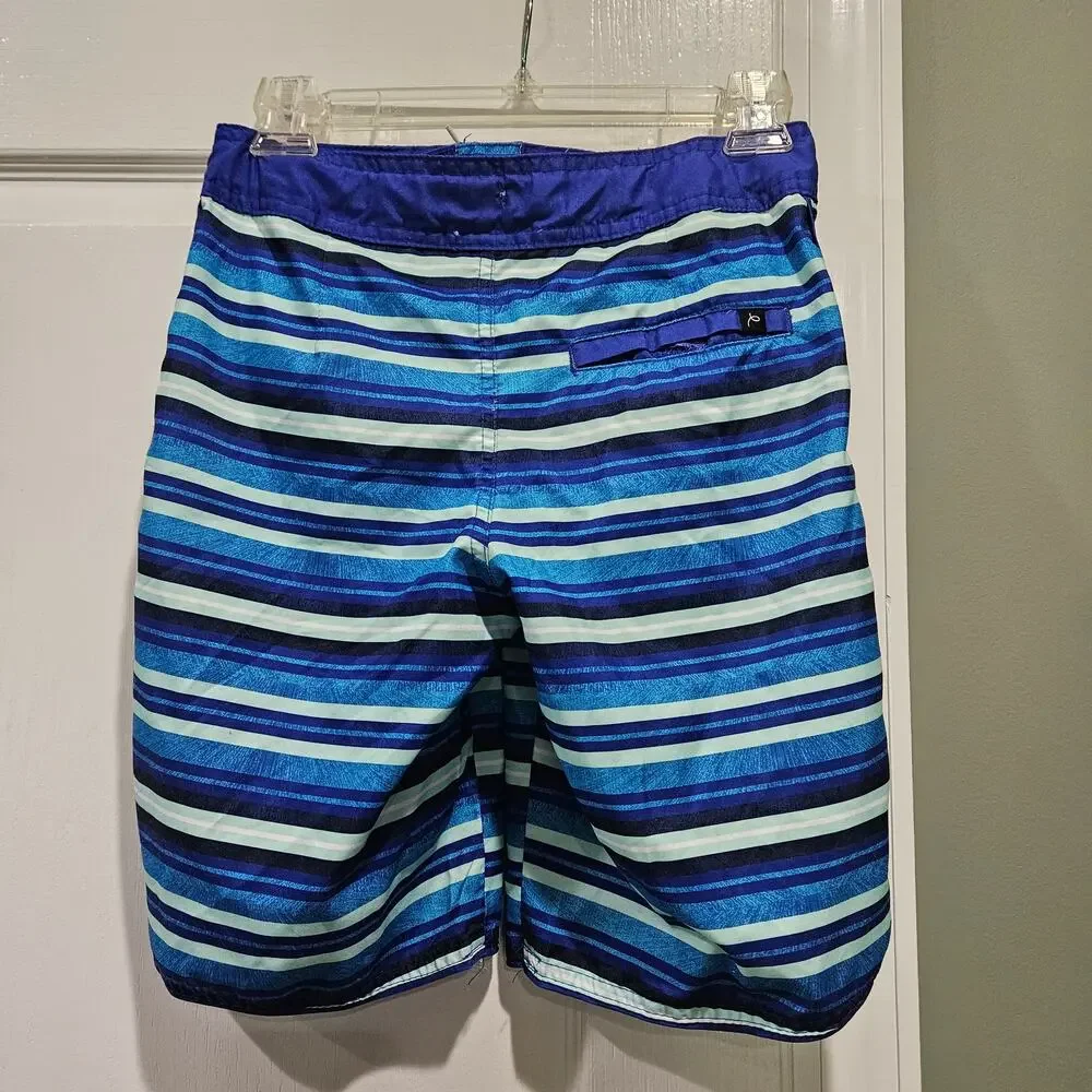 Art Class Boys Blue Striped‎ Swim Boardshorts Size 12